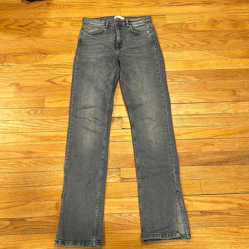 Zara Grey Jean with Ankle Slit